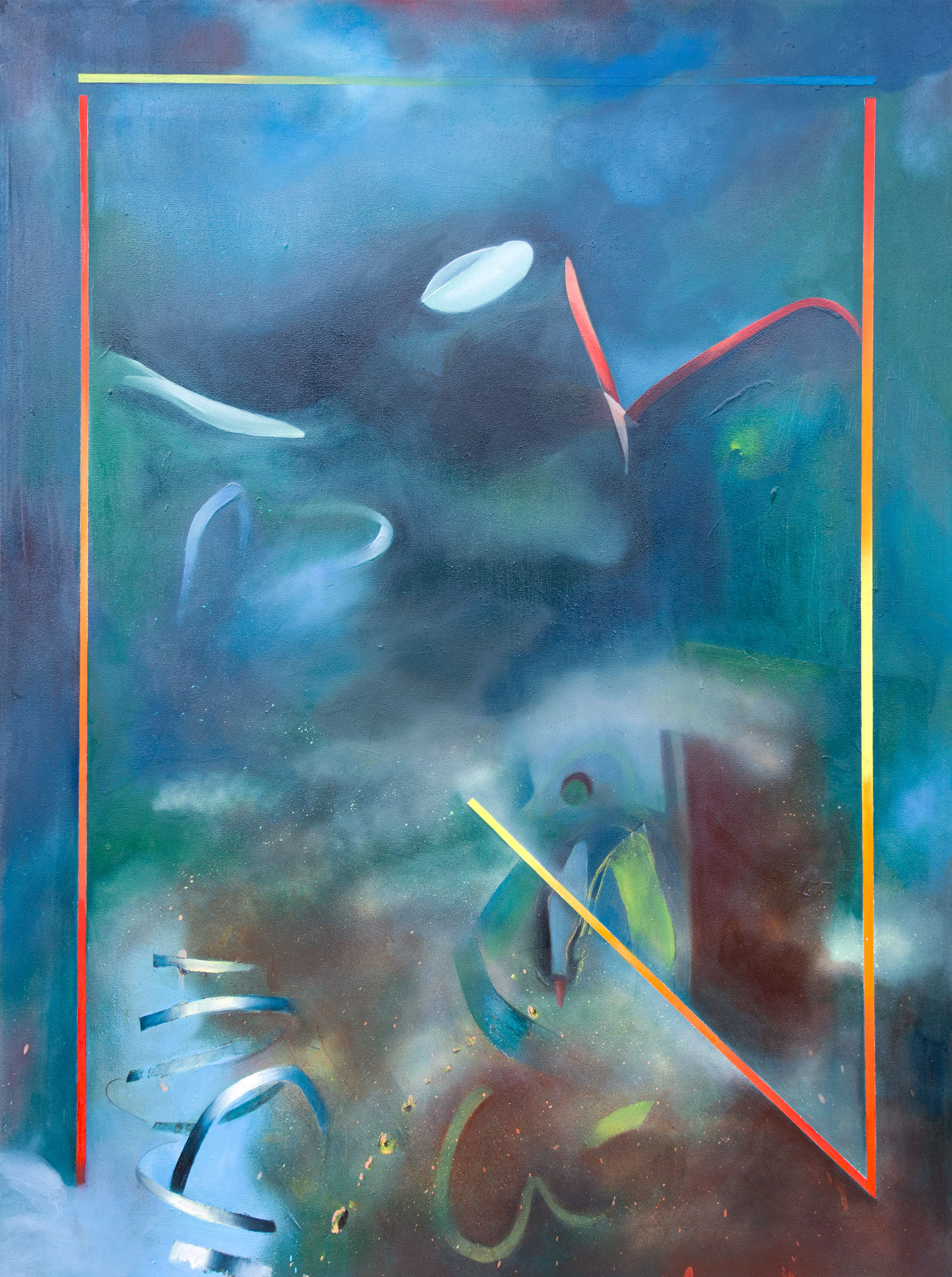 CiaoBye,-70x95cm,-oil-acryl-spray-on-canvas,-2022