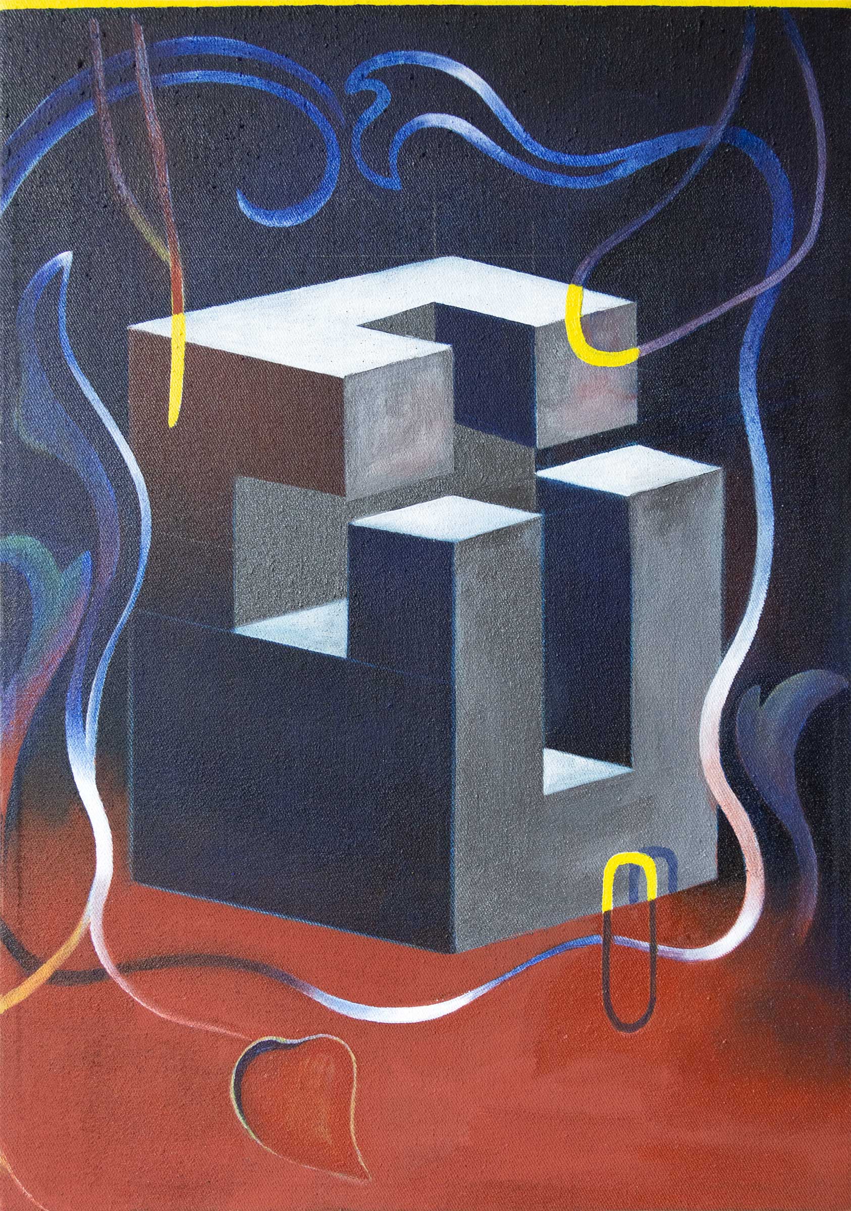 cube, 40x35cm, oil, pigment, acryl on canvas